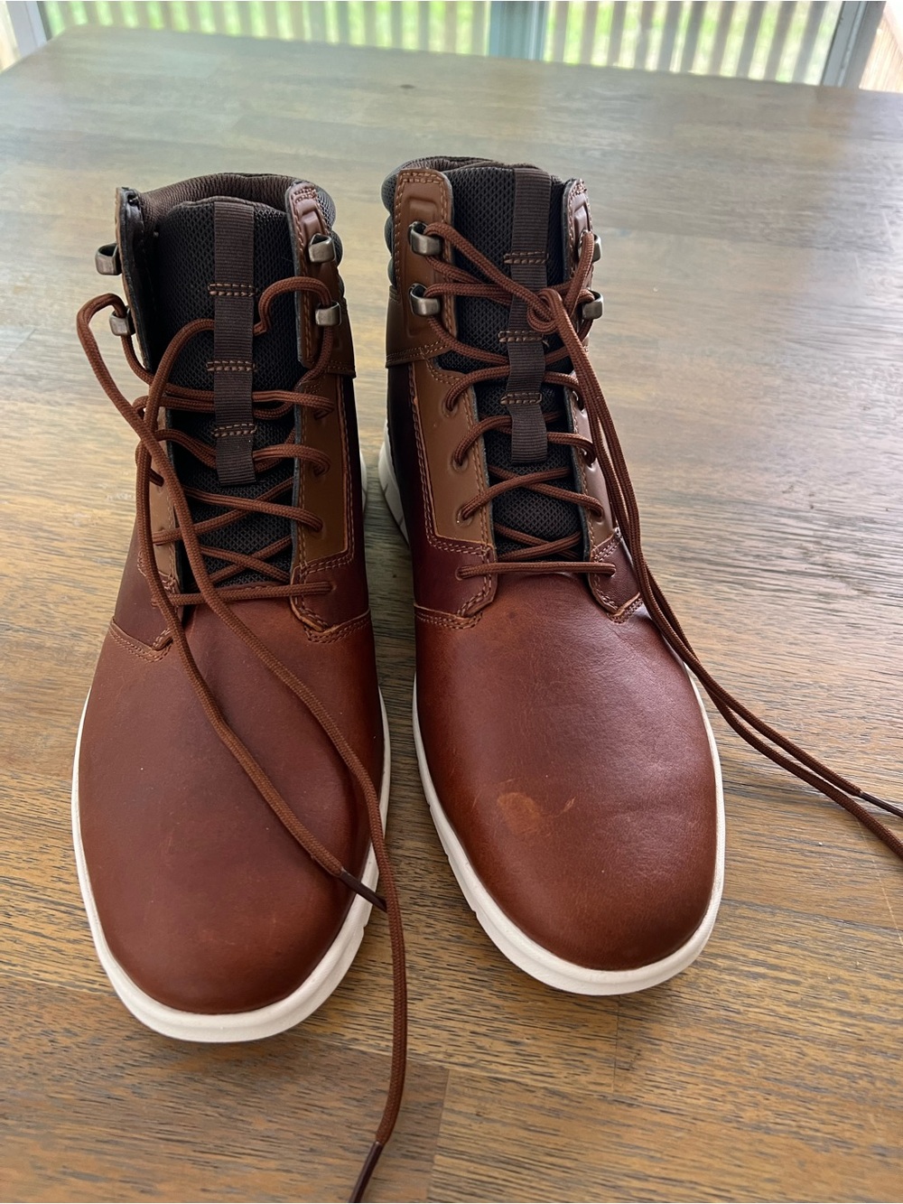 Men's Timberland Brown Leather Lace-Up Boots - Casual Comfort size 9.5